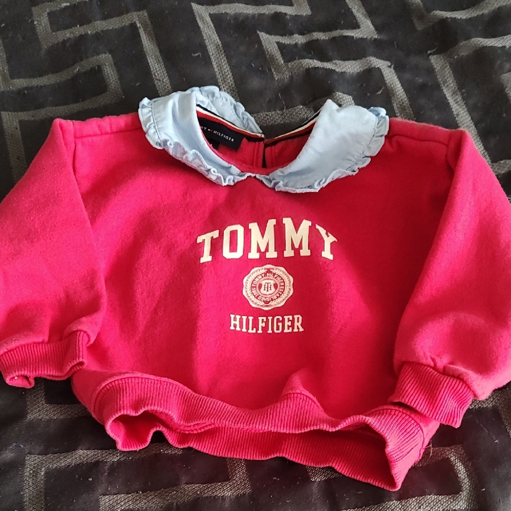Tommy Hilfiger Hot Pink Sweatshirt with Light Blue Ruffle Collar